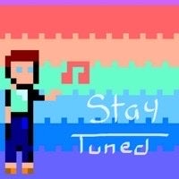 a pixelated image of a person with the words stay tuned